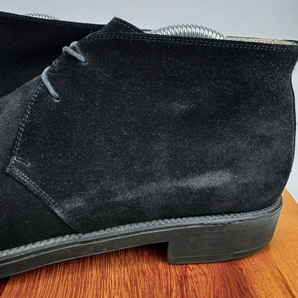 Mens Salvatore Ferragamo Black Suede Dress‎ Shoes Chukka Ankle Boots Size 7.5 D